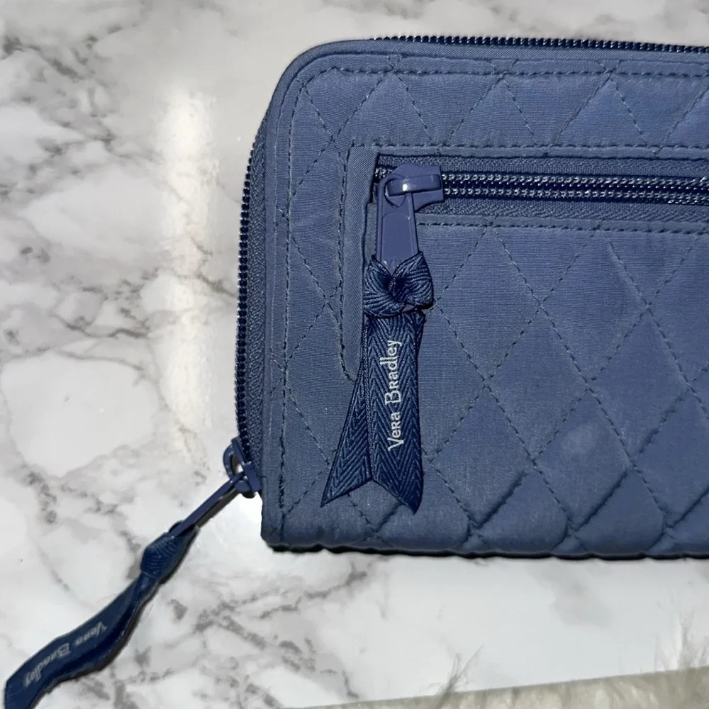 Vera Bradley Quilted Light Blue Zip-Around Wallet